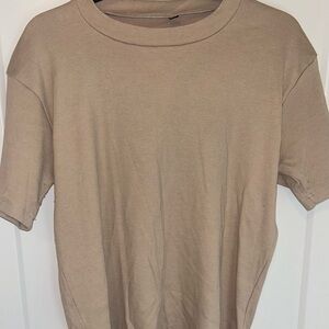 Casual Tan Short Sleeve Top